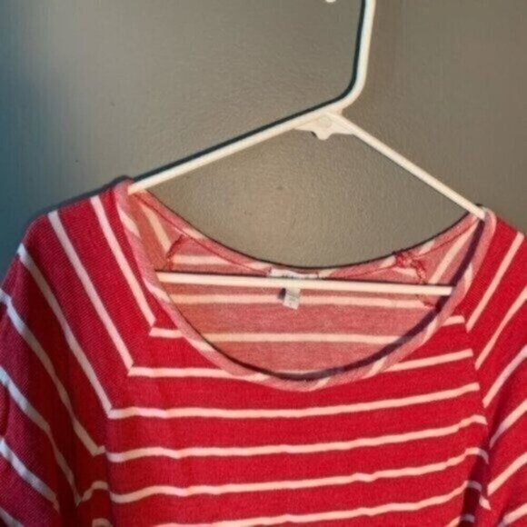 Delia’s Short Sleeve Sweater Wide Neck Red White Stripe L - Picture 4 of 9